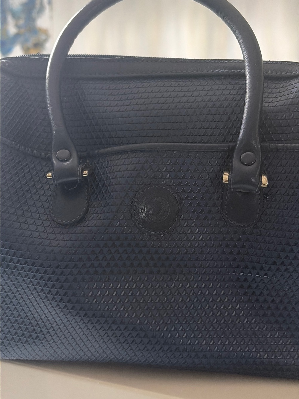 Liz Claiborne Navy Textured Satchel - Picture 6 of 8